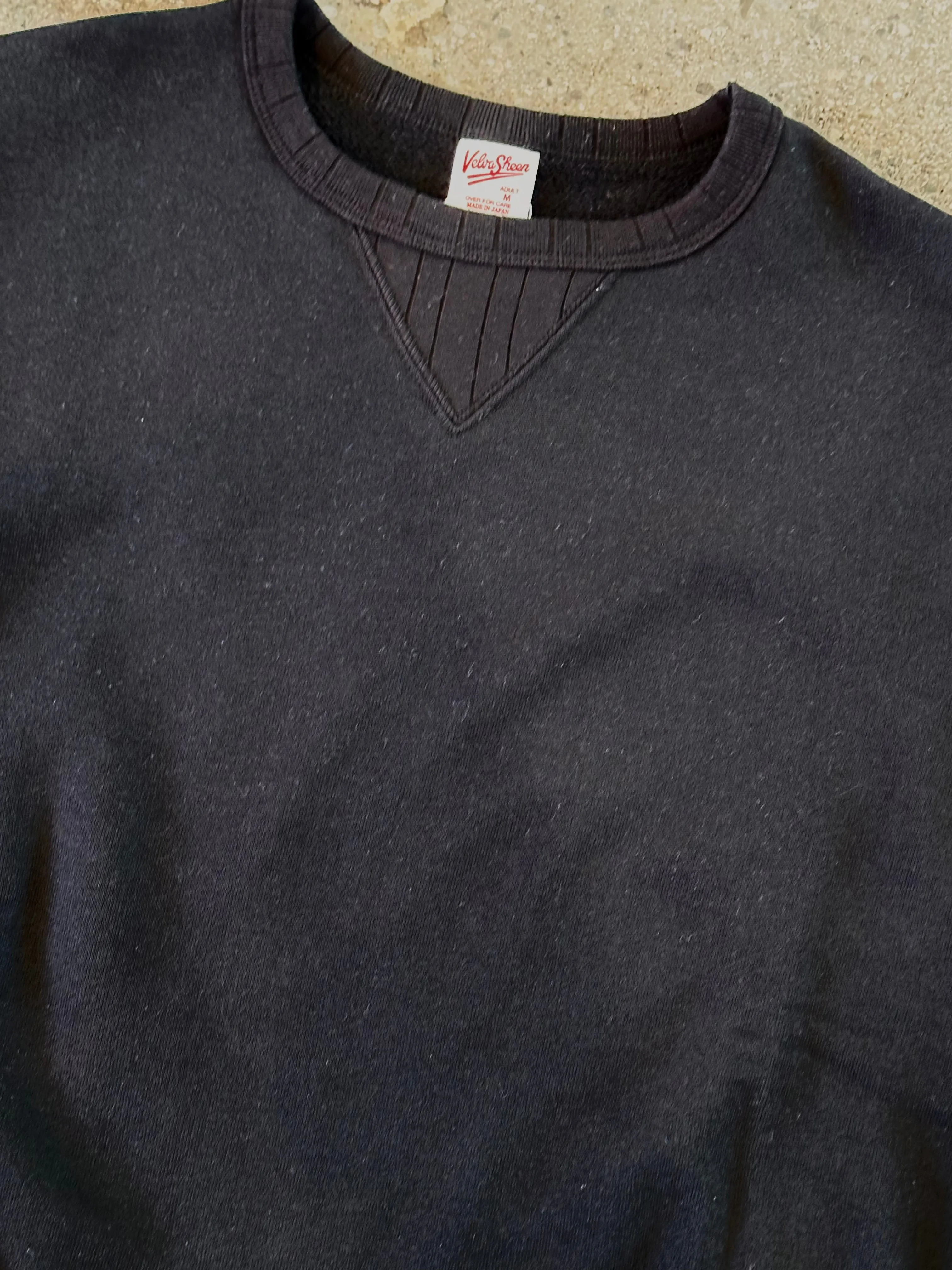 Velva Sheen Black Crewneck Loop Wheeler Sweatshirt