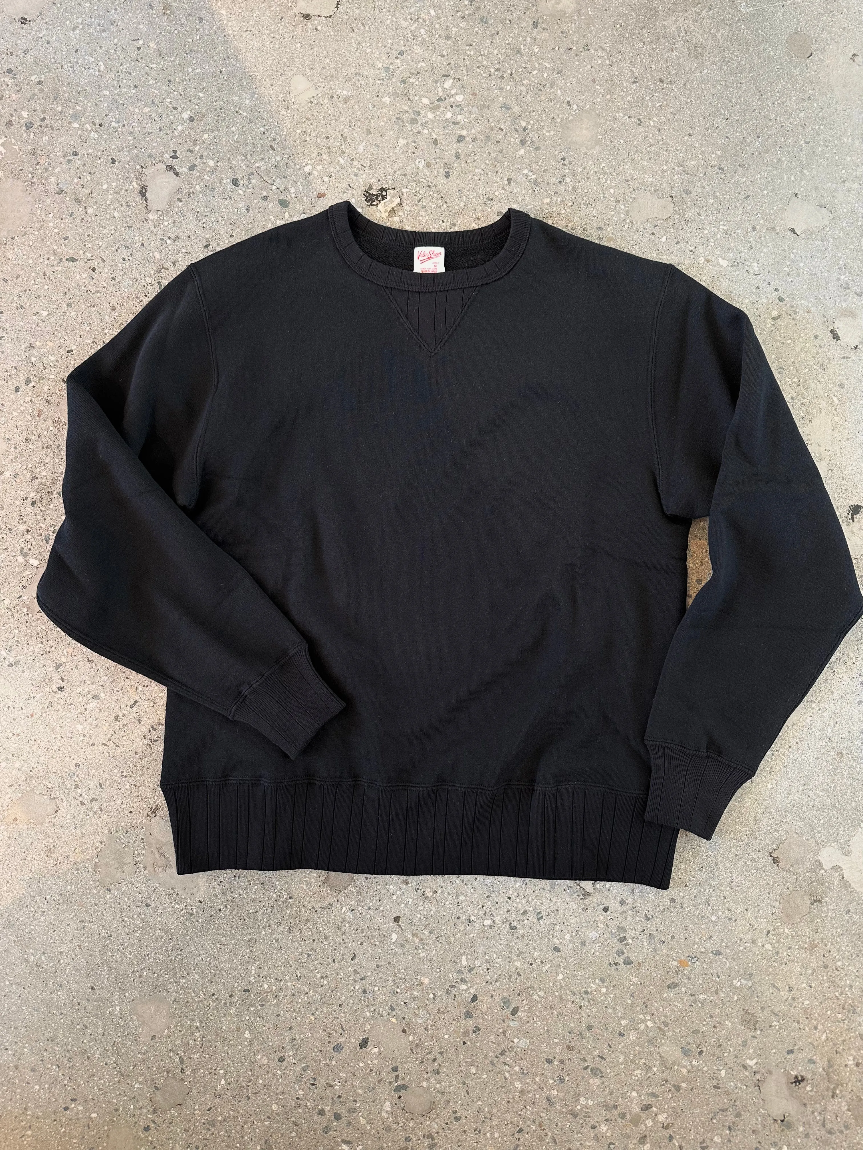 Velva Sheen Black Crewneck Loop Wheeler Sweatshirt